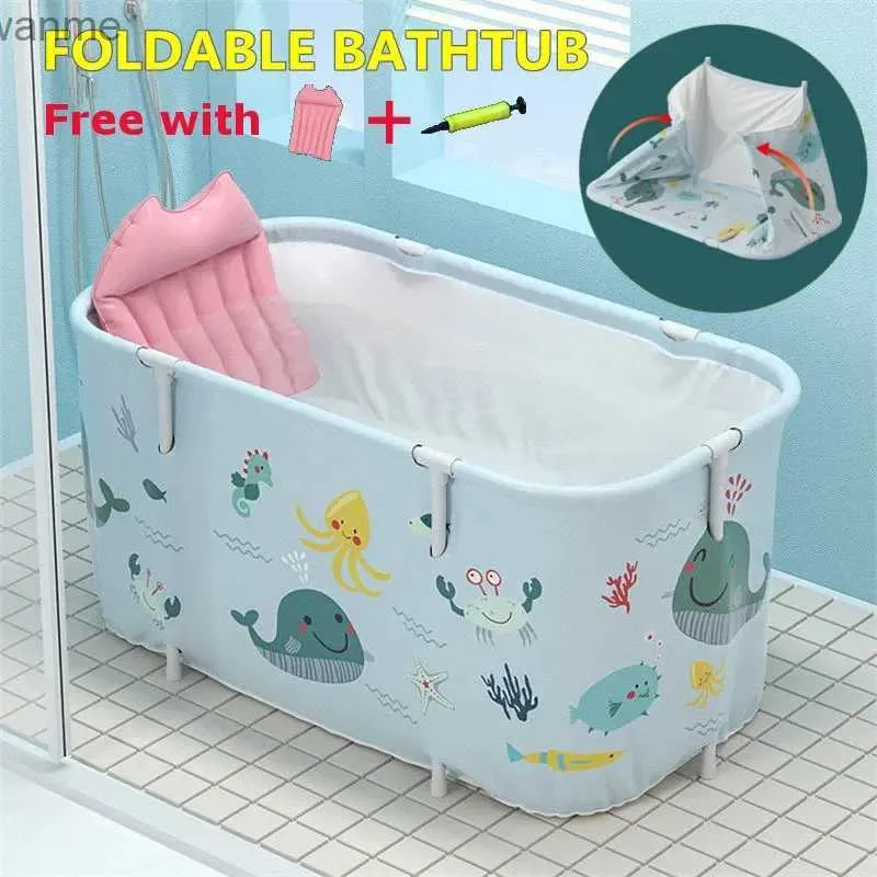 Bathing Tubs Seats New folding bathtub bucket adult portable bathtub childrens swimming pool household plastic all bathtub with lid household sauna WX
