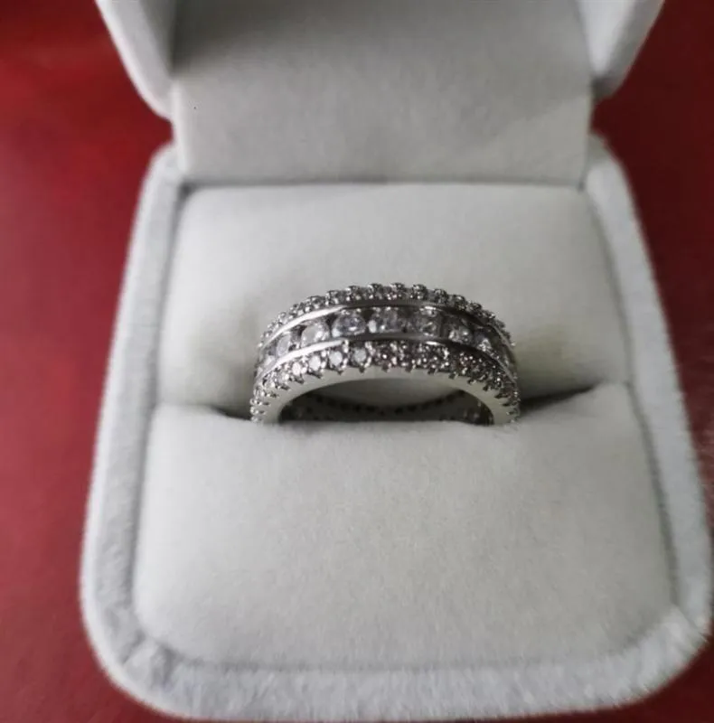 2021 Najnowsze damskie pierścionek z Diamond Pełny kryształ 925 Srebrny pierścień Kobieta żonaty przez luksusową biżuterię projektantów zawiera wysokie 9905510