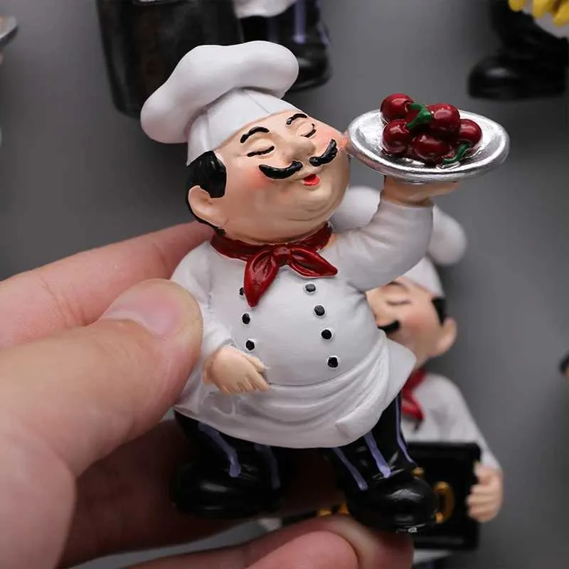 3PCSFRIDGE MAGNETS Restaurant Chef Réfrigérateur collé Pain Master 3D Réfrigérateur Maialier Fridge