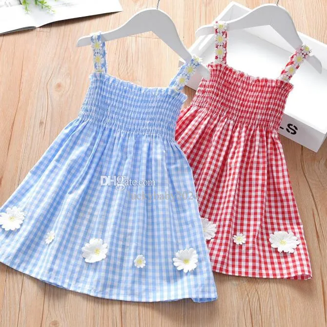 Nouvelles bébés filles robes bébé camisole robe marguerite plaid enfants jupes mode enfants mignons jupe courte