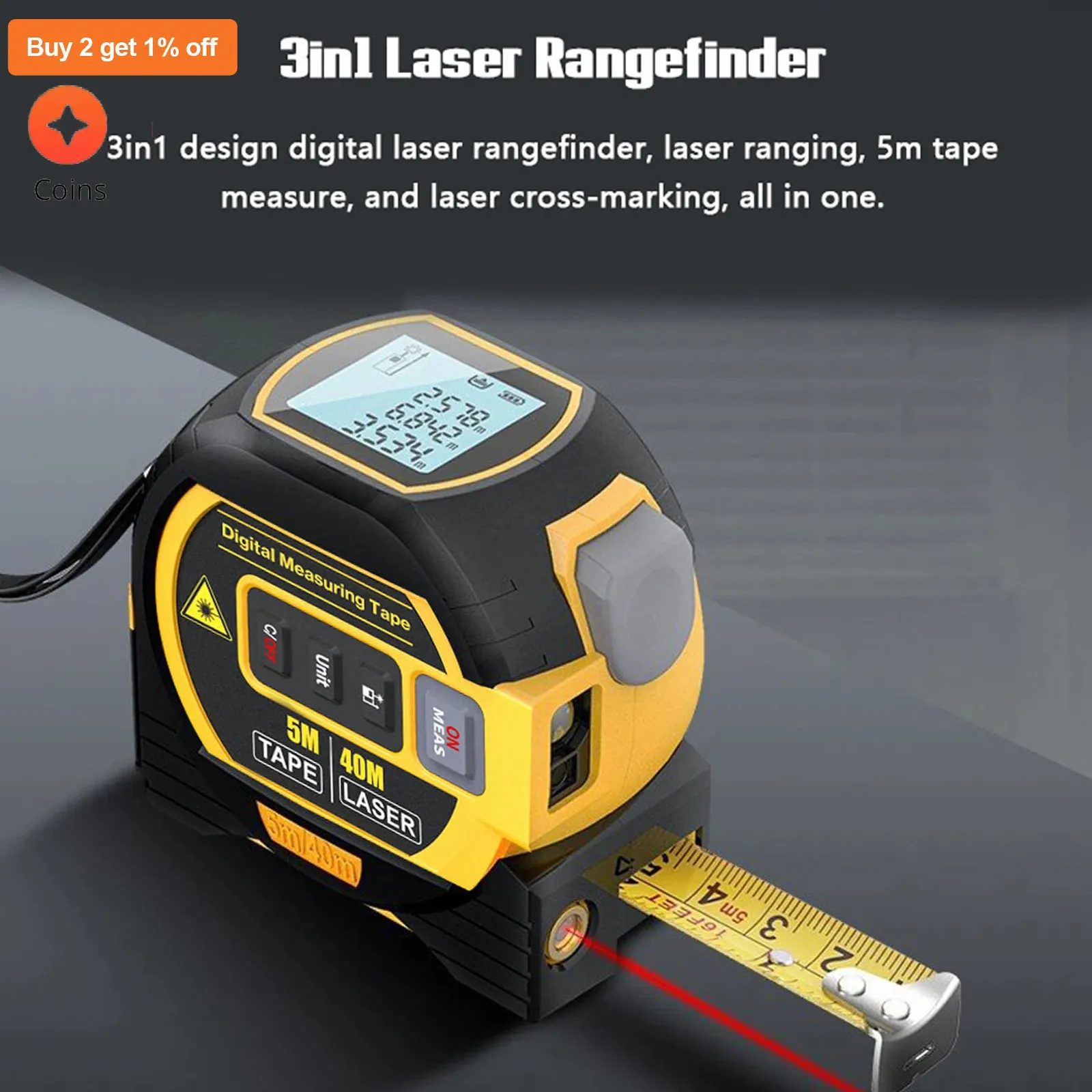 Laser -Entfernungsmessgerät Messung Laserband Messen Sie digitaler Laser -Entfernungsmesser Digital Electronic Roulette Edelstahl 5m Tape Lineal 240425