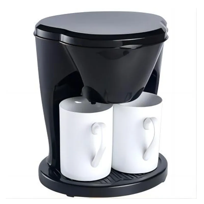 Cafetière à double servir avec 2 tasses en porcelaine, cône filtrant amovible lavable, cuillère de service - Compact et facile à utiliser pour le bureau à domicile