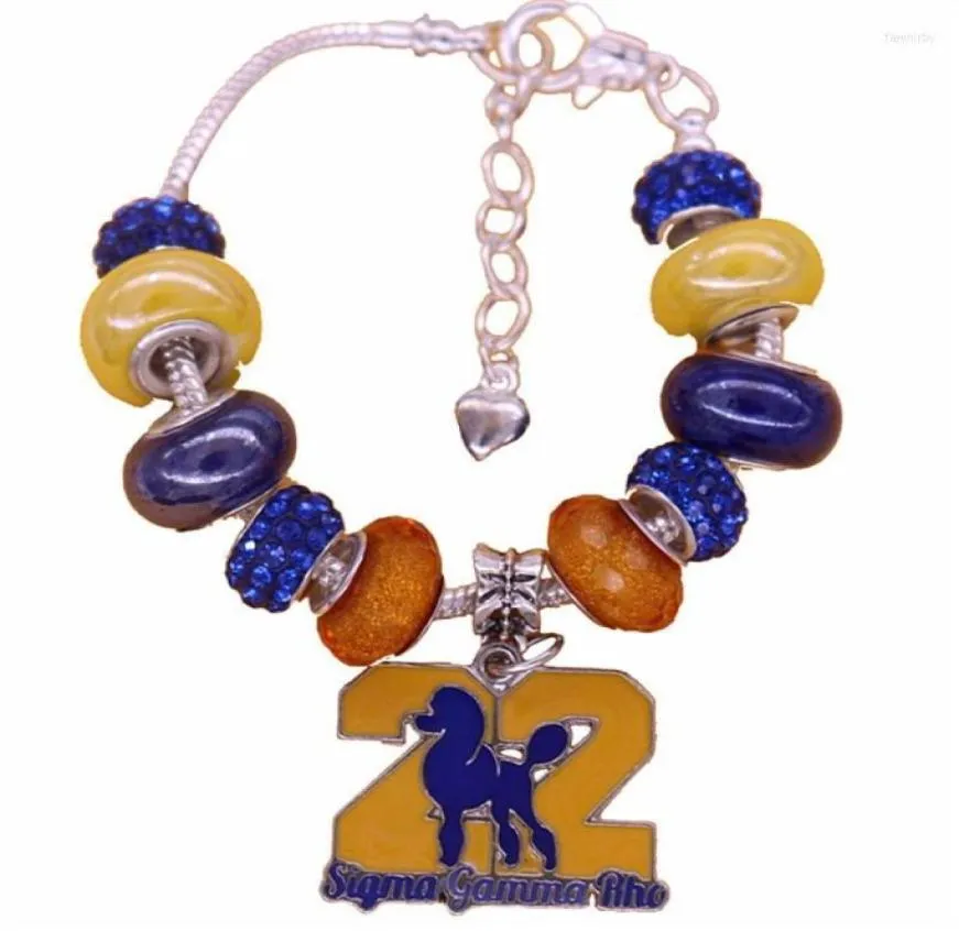 Charm armband droppfartyg gult blå stora hål pärlor grekiska poodle sigma gamma rho armband med kedja fawn227217459