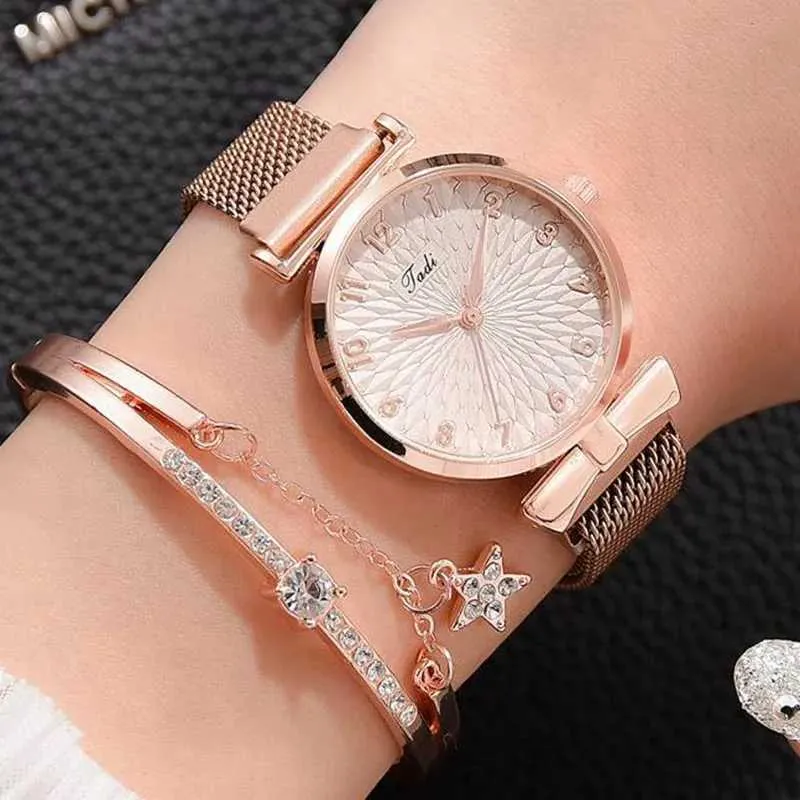Женские часы роскошные женские браслет Quartz Es для женщин магнитные женские спортивные платье розовые циферблаты на запястье Relogio fominino