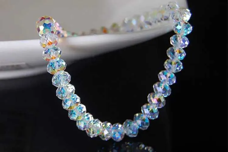 Perlen Und Kristall Armband Elastisch Weiß Schmal Glänzend_voghion.com