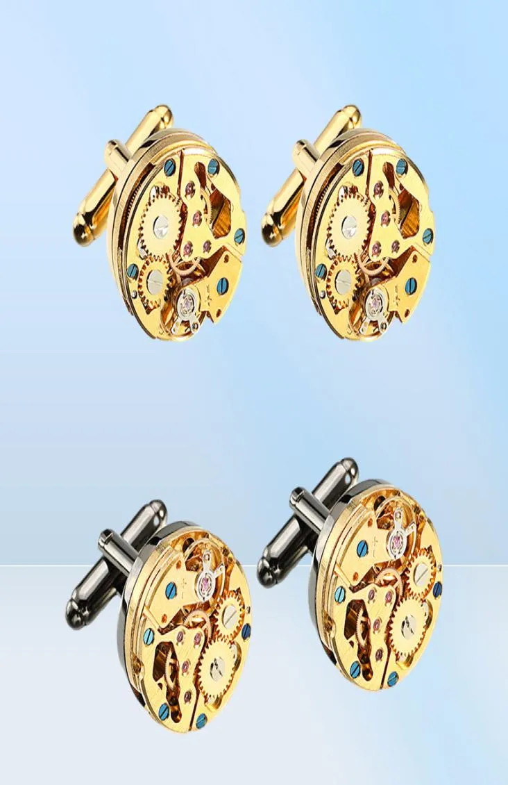 Watch Movement Cufflinks for immovable Stainless Steel Steampunk Gear Watch Mechanism Cuff links for Mens Relojes gemelos15525284