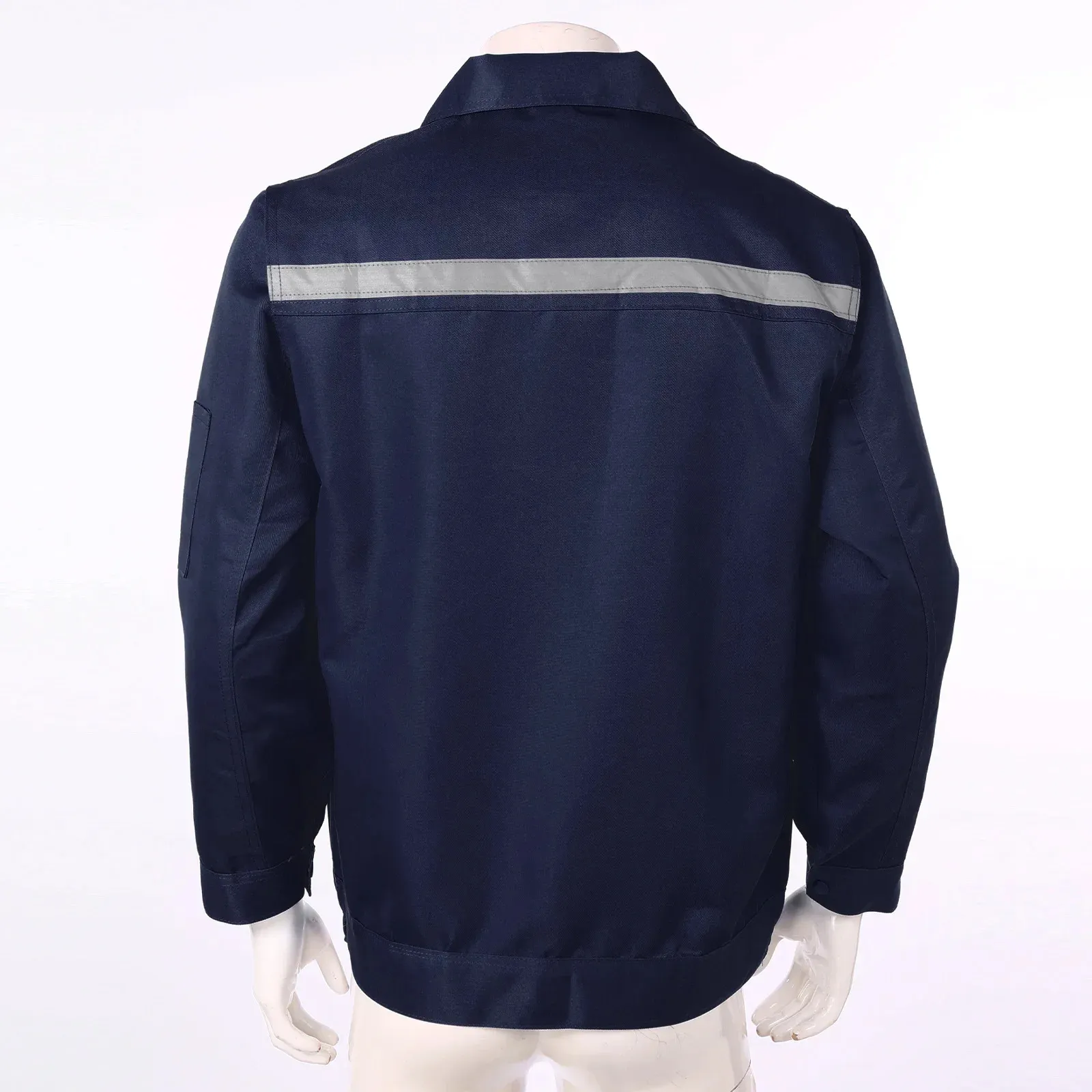 Mens Womens Mechanic Work Jacket Long Sleeve with Reflective Stripe for ...