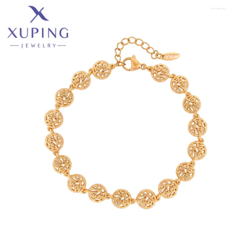 Bracelets de liaison xuping bijoux Arrivée style mode Unique Fu Character Forme Gold Couleur pour femmes Girl Christmas Gift X000695329