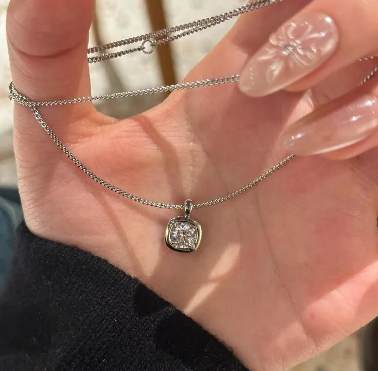 Moissanite Halskette Damen Silber 925 Solitär Anhänger