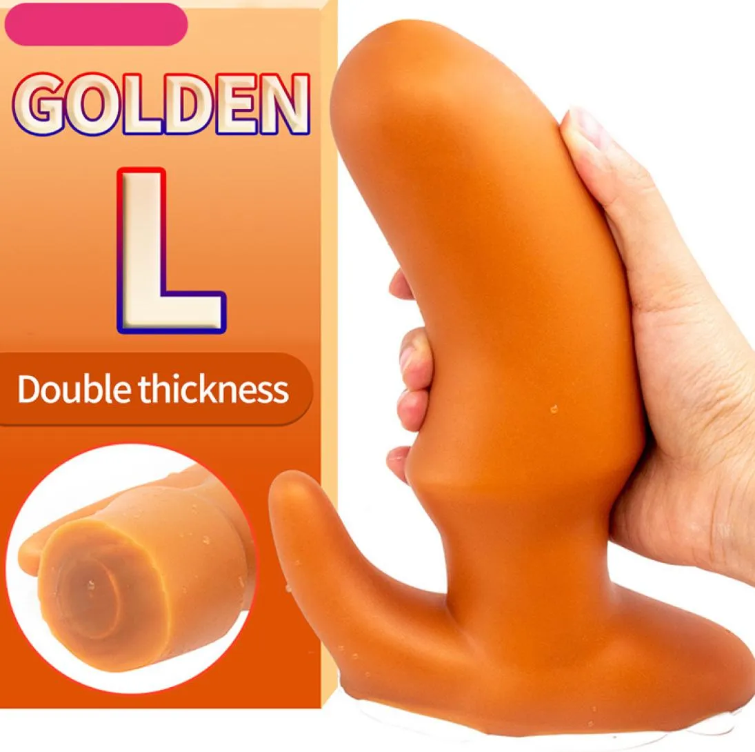 Golden Anal Pild Soft Silicone Super énorme Speculum lourd Plug Plug anus Stimulateur Sex Toys for Woman Man5733826