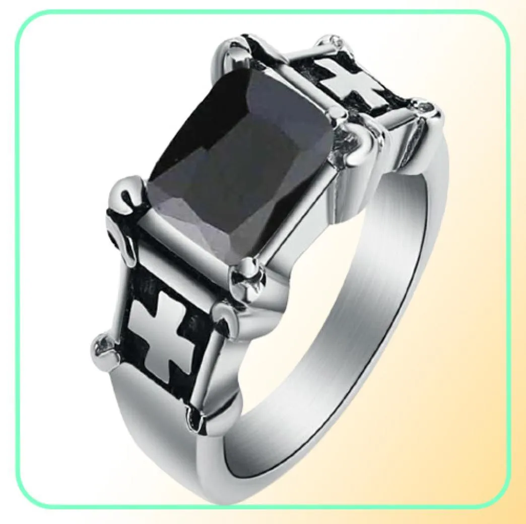 Cluster Rings Men039S Vintage Большое красное кольцо CZ Classe Steel Classic Claw Cross Gothic Biker Knight for Women Fashion Fashion Hrist5041081600