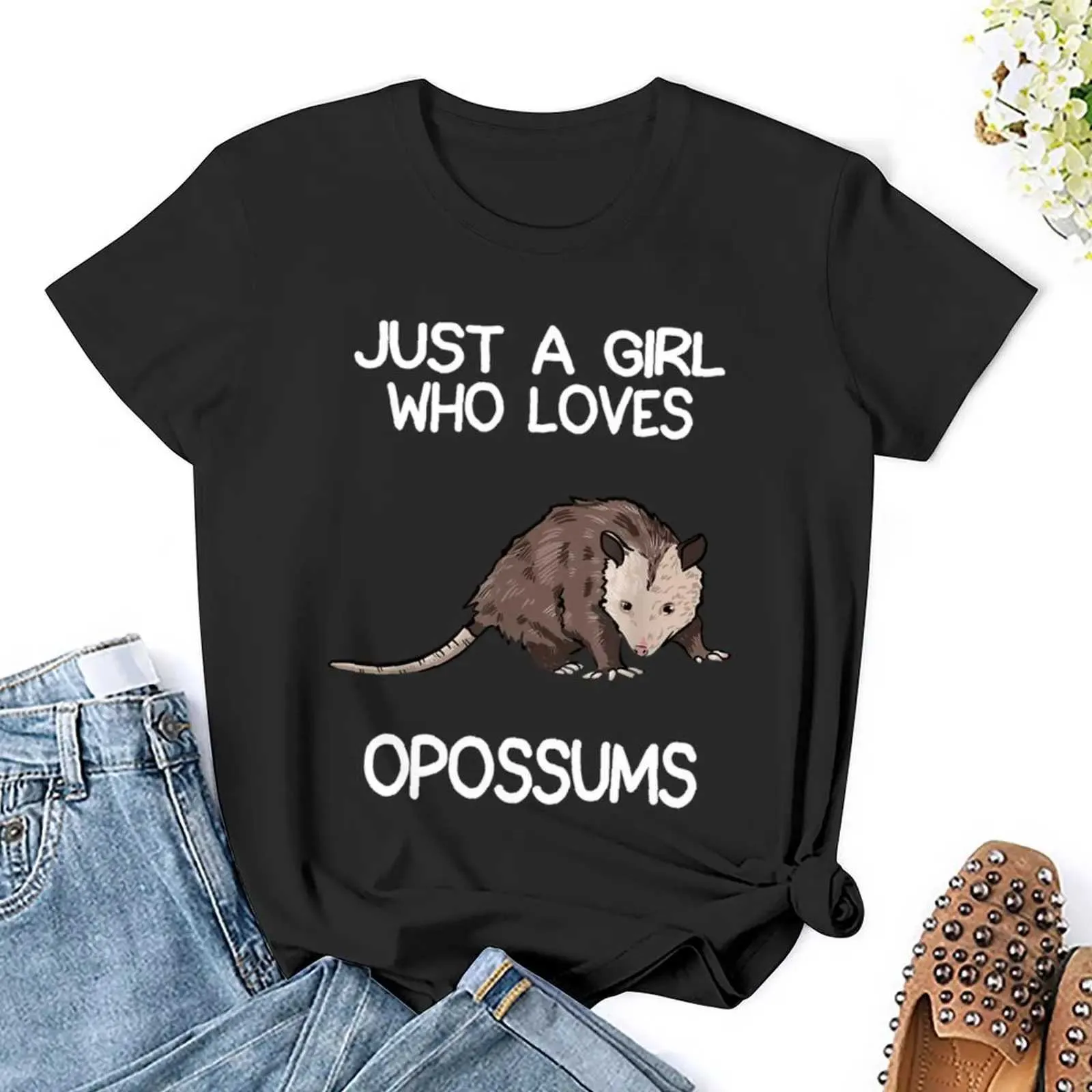 Dames T-shirt Gewoon een meisje dat houdt van opossums opossumeigenaar voor vrouwen t-shirt grafisch shirt Casual korte slijm vrouwelijke t-shirt maat S-4XL y240506