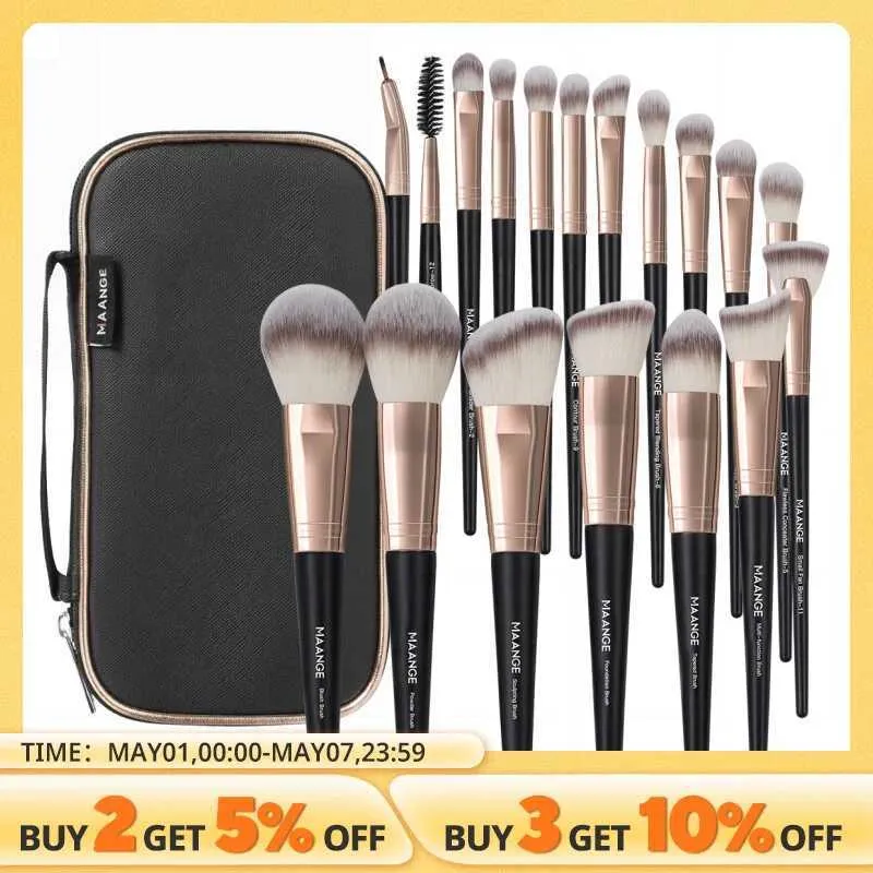 Brosses de maquillage maange 18 PCS Brouste Stockage Set Bristle Basic Basic Bross Omber Shadow Powder Blusher Rocinier pour les femmes débutantes Q240507