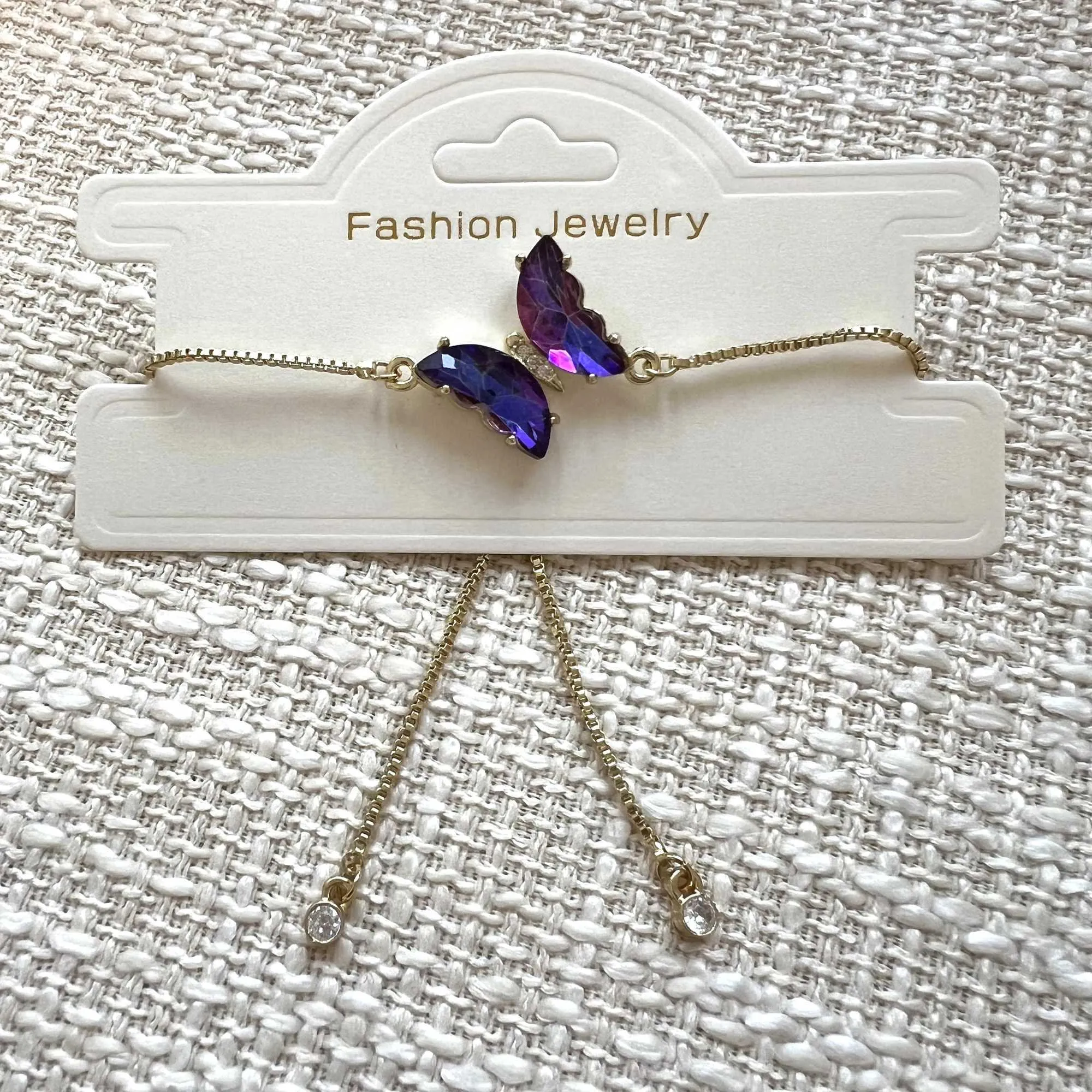 Braccialetto carino colorato in cristallo farfalla bracciali per le donne 2024 estate nuovo stile regolabile rame placcato oro braccialetto_voghion.com