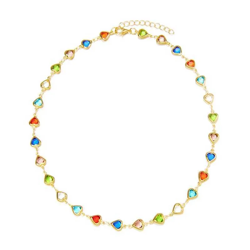 Brazalete retro clásico colorido con forma de corazón de amor y circonita con cuentas de metal para mujer, nueva pulsera de tenis de moda, joyería de boda_voghion.com