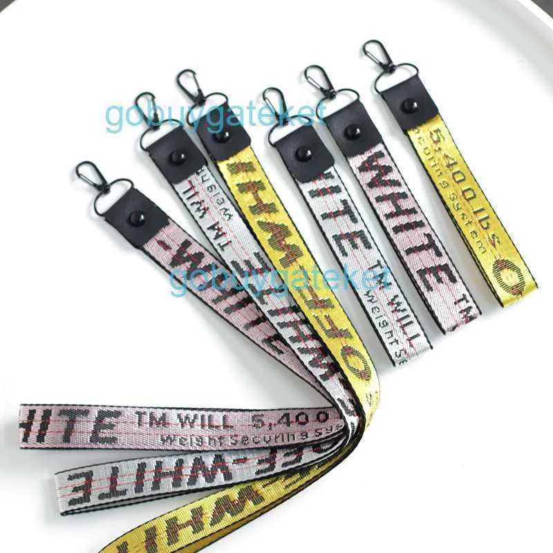 Nieuwe offs Letter Borduurwerk Webbing Hangende nektouwcertificaat Kaart Cover Key Chain Hanger Handaccessoires Tide