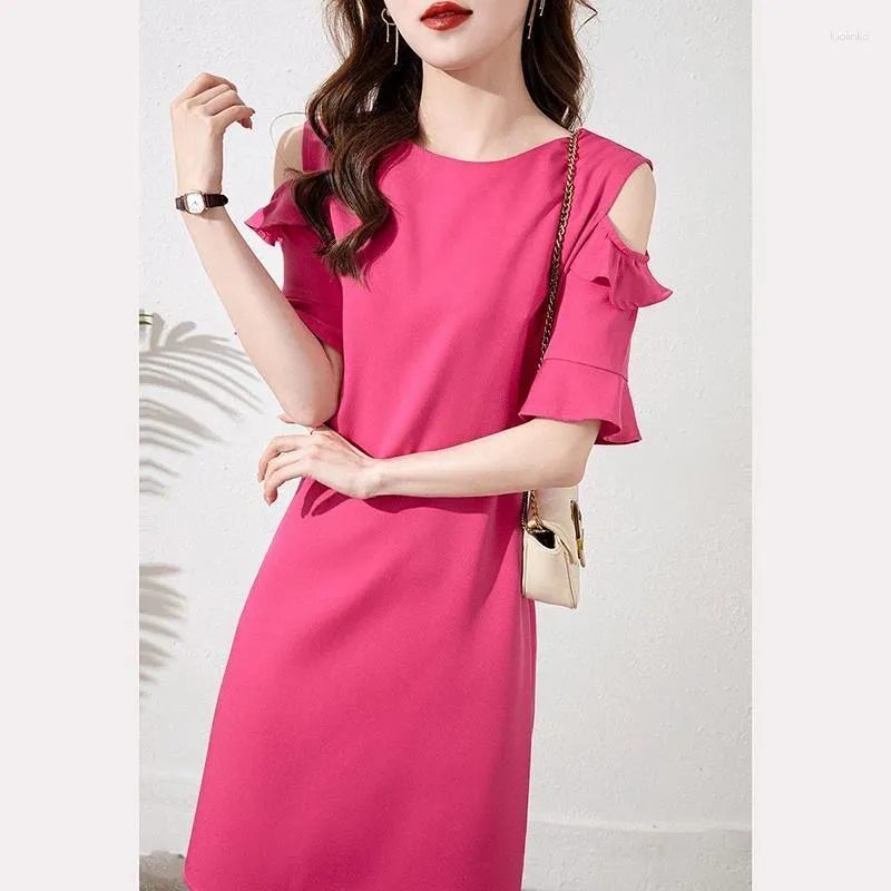 black flared dress pants Bubble Long Sleeve Off Shoulder Smoked Back Mini Flare Dress Black / S-M-L/3-2-1 main image 0