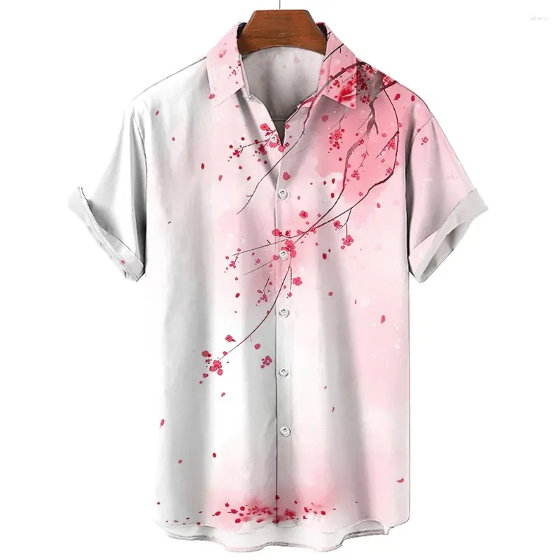 Koszulka zwyczajna męskiej w stylu 2024 krótkoczepśnieniowa koszulka o świeżym i modnym wyglądzie. Kwiatowy nadruk 3D daje mu kwitnący efekt miasta. To Cas