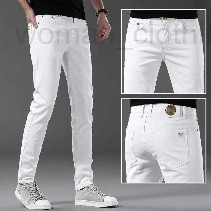 Designer di jeans maschile europeo nuovo primavera/estate jeans puro in bianco e nero in bianco e nero elastico alto elastico Slimt fit coreano semplice pantaloni maschi xooy xooy