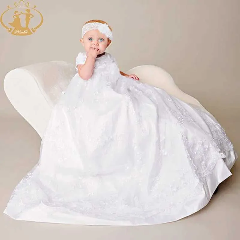 Christening dresses Nimble Baby Girl Dress Baptism Christian Wear First Communion for Vesido Infant Bautizo Clothes Q240507