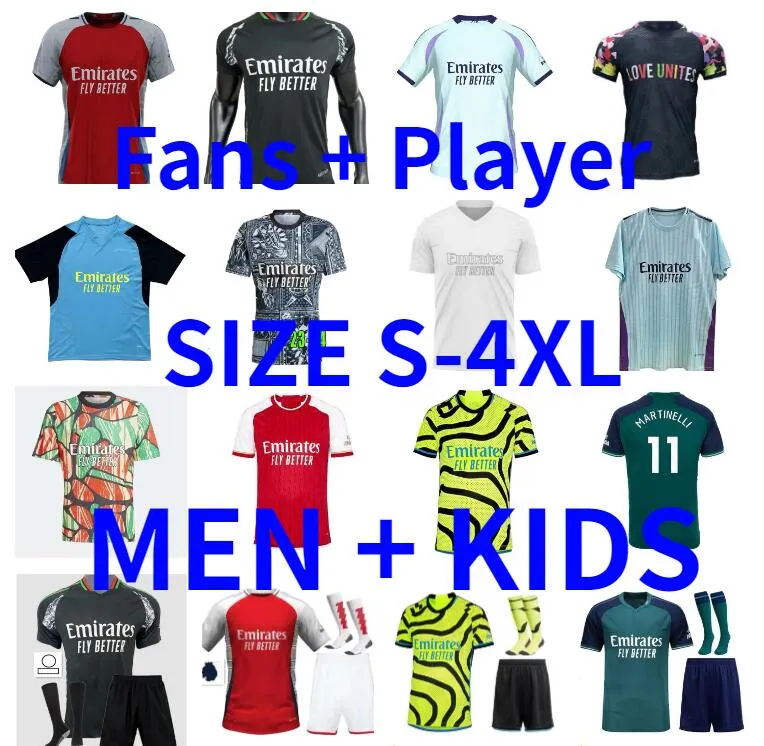 23 24 25 Odegaard Havertz Rice Smith Rowe G.Jesus Saka Soccer Jerseys 2024 2025 Fans Player Version J.Timber Martinelli Football Kits Shirt Men Kids Boys set Youth Tops