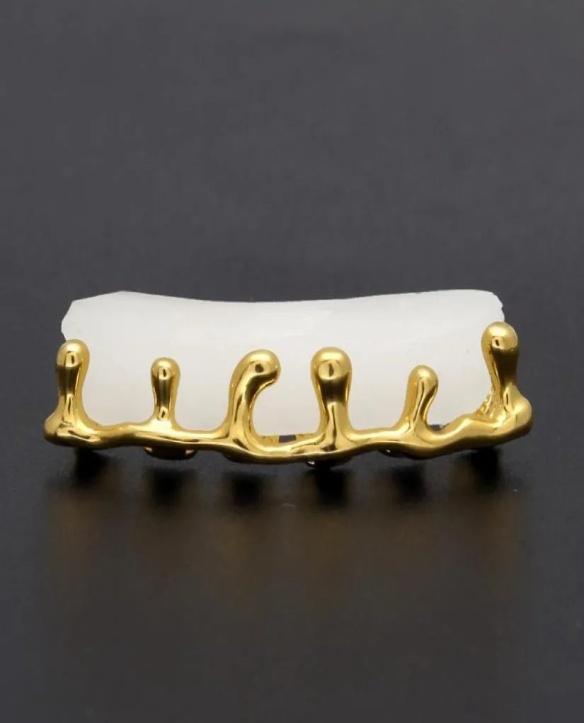 Denti Grillz Vulcanic Lava Drip Gold Grills di alta qualità Mens Hip Hop Jewelry9981473