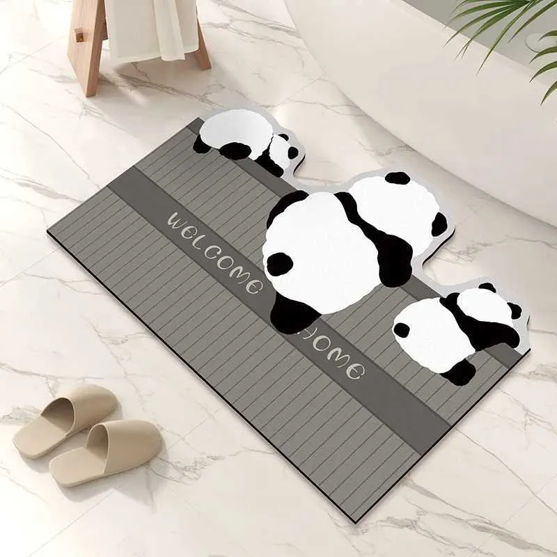 Teppich 3d Cartoon Panda Bodenmatte Schlafzimmer Teppich Wohnzimmer Teppiche Willkommen Eingangs Fußmatte Balkon Haus Nicht-Schlupftür Mat J240507