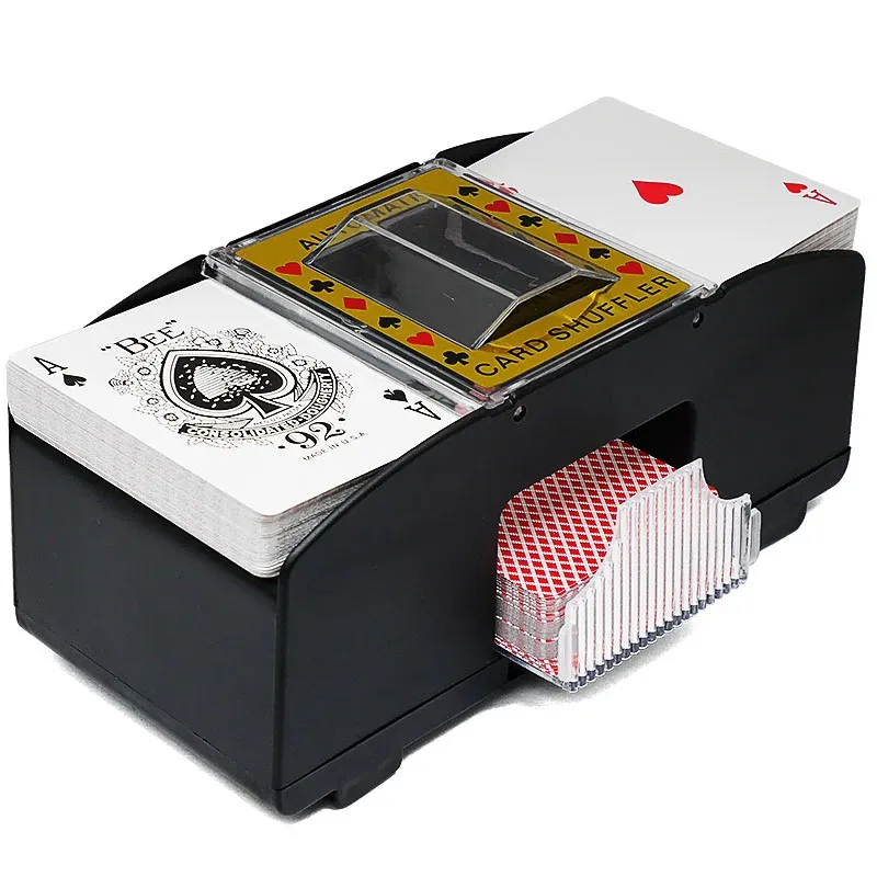 Bins Automatic Poker Carte Mixer Electric 6 Decks Machine de mélange de cartes à batterie pour Casino Poker Rummy et Skat Black