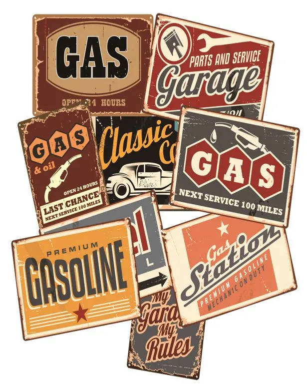 Vintage Posterler Motor Yağı Plak Metal Teneke İşaretler Garaj benzin İstasyonu Dekoratif Lastik Hizmet Retro Duvar Sanat Dekor4526560
