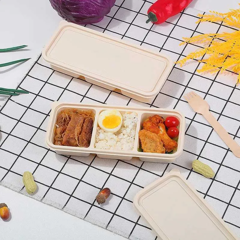 Disposable Dinnerware Light Food Lunch Box Biodegradable Microwave Container Vegetable Salad Takeout Packaging Q240507
