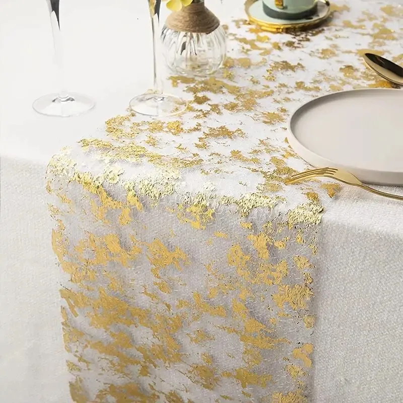 Sparkle Metallic Gold Thin Tabler Runners Goldsilver Sequin Glitter Foil Foil Roll Party Свадебная рождественская декор 240430