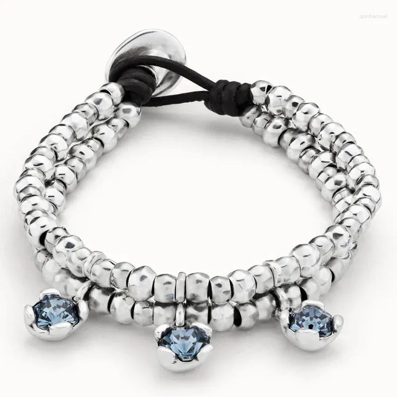 Länkarmband högt värde underbara vackra blå kristall dubbelskikt runda pärlarmband för kvinnors smycken