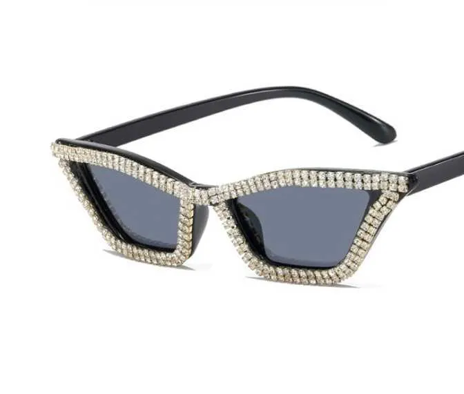 Óculos de sol para mulheres Novo olho de gato leopardo diamante pequeno moldura de moldura de envidrantes de designer Óculos UV400 Marca de luxo retro óculos de sol Polícia