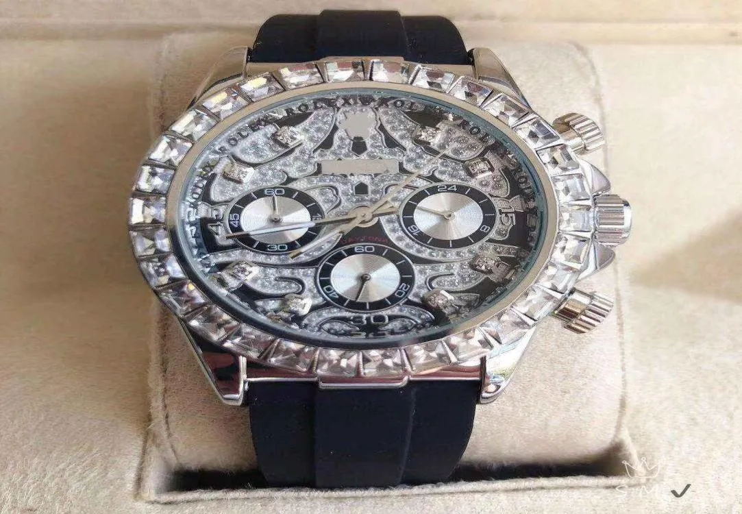 TM Watch Top Selling Watchs Rubber Band Men Watch Quartz Battery Mens Watchs Himestone Wrist Wrists Montres Gift5794262