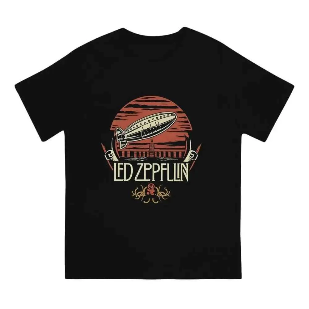 TS Summer Mens T-shirt Band LED Zeppelin Airship Print T-shirt Zep Eternal Echo Ensemble Unique à manches courtes Unique Extra Large Mens Wear J240506