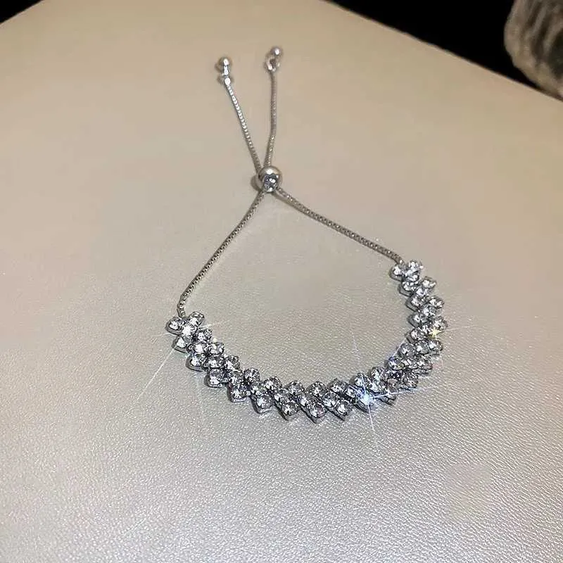 Adjustable Rhinestone Bangle Bracelet With Zircon For Women_voghion.com