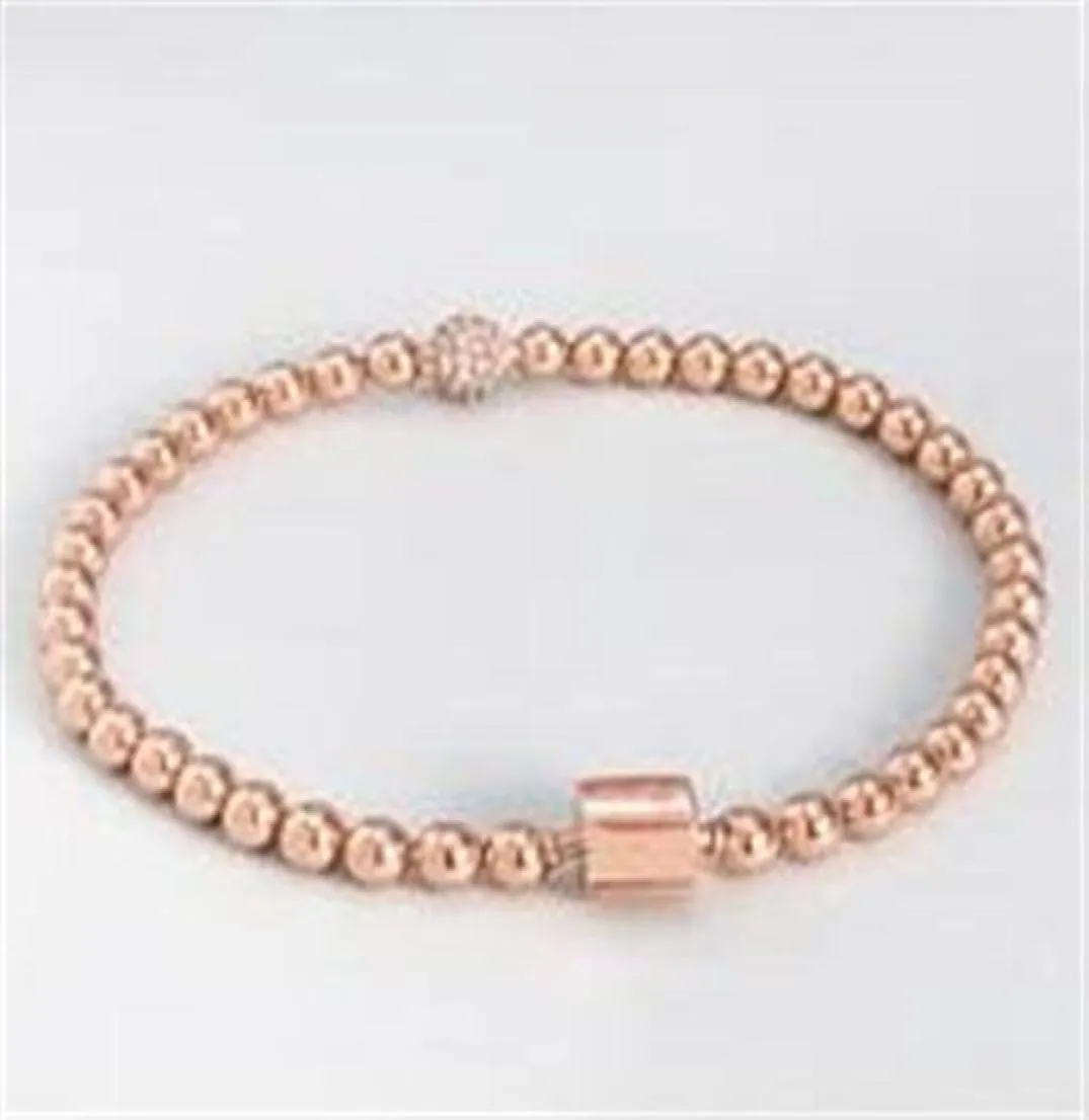 2019 Nuovi perle da 100 925 Sterling Silver Rose Gold Bracelet con zirconia cubica per donne bracciale autentico argento ebreo2934038