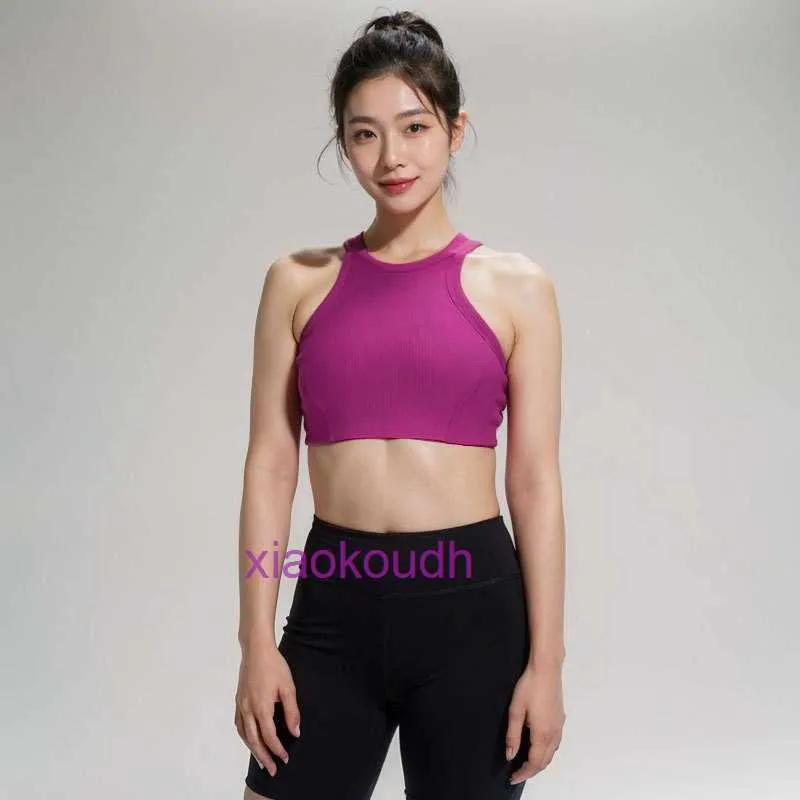 Designer Tops Sexy Lul Women Yoga Underwear Airs Ribbed Sport Bra Forlul vrouwen met High Tie Chest Pad Yoga Vest Herringband Back Fitness