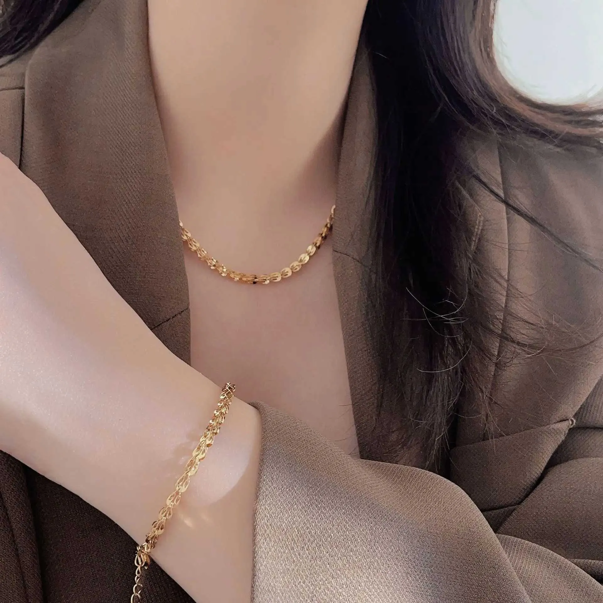 Bangle 316L Stainless Steel Fashion Upscale Jewelry Minimalism Feather Shape ing Charms Thick Chain Bracelet Necklaces_voghion.com