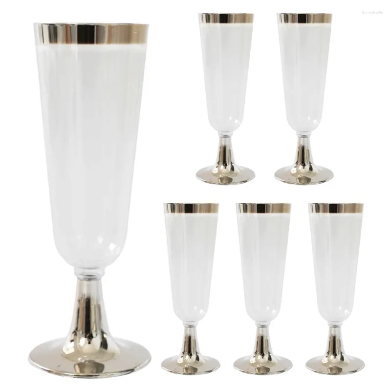 Cumas de tazas 6pcs Casas de vino de plástico desechables Fiesta de 5 oz Difción de bebida con tallo apilable para champán