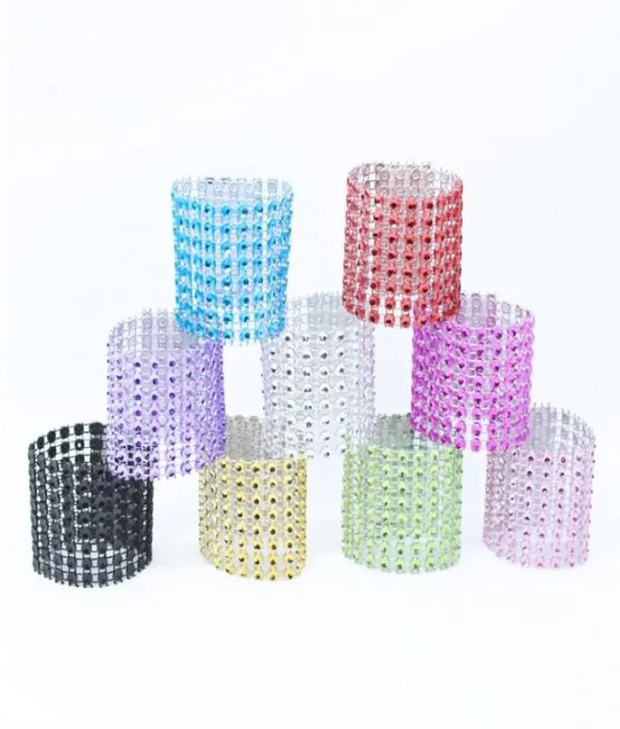 Plastic Napkin Rings El Wedding Chair Sash Diamond Mesh Wrap Napkin Rings For Party Decoration Goldsilver6918285