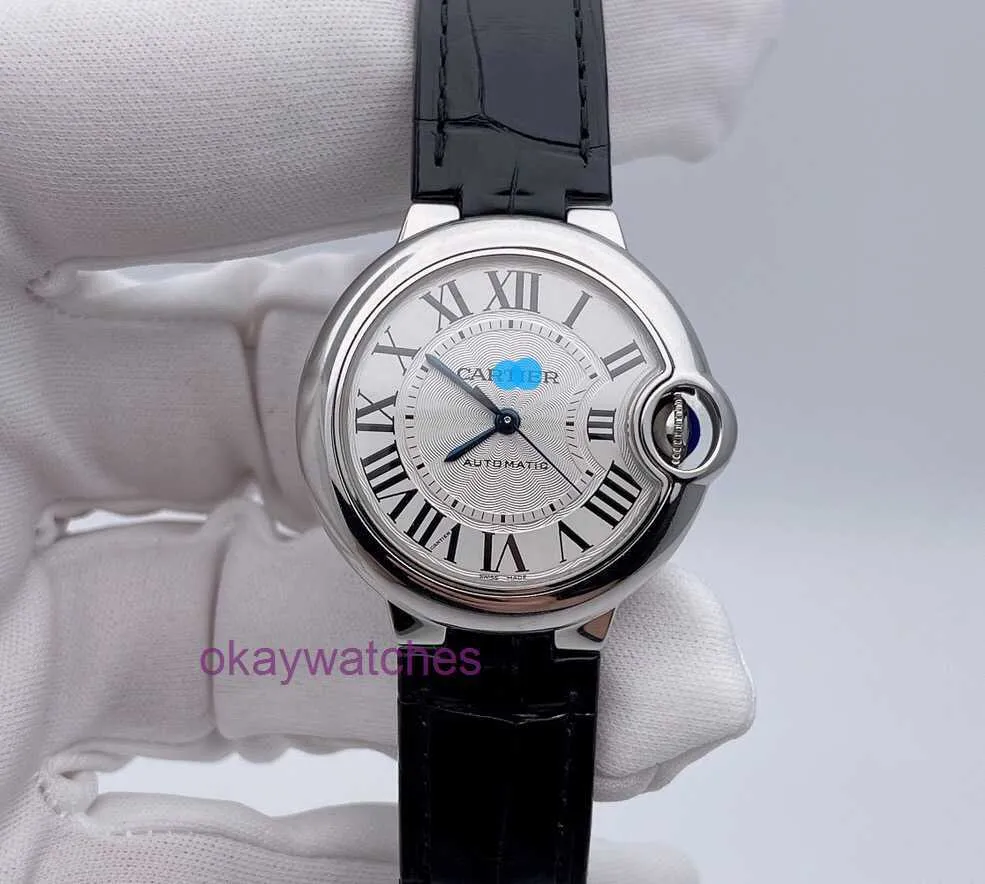 Cartre Luxury Top Designer Automatic Watchs Watch Blue Balloon Series Balloon Mécanique Plaque blanche Swiss 33 mm avec boîte d'origine
