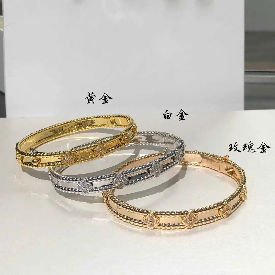 Hoch luxuriöser Schmuckbau Armband für Liebhaber vier Blattgras Valentinstag Armband Gold Rose schmal mit gemeinsamen Vanly