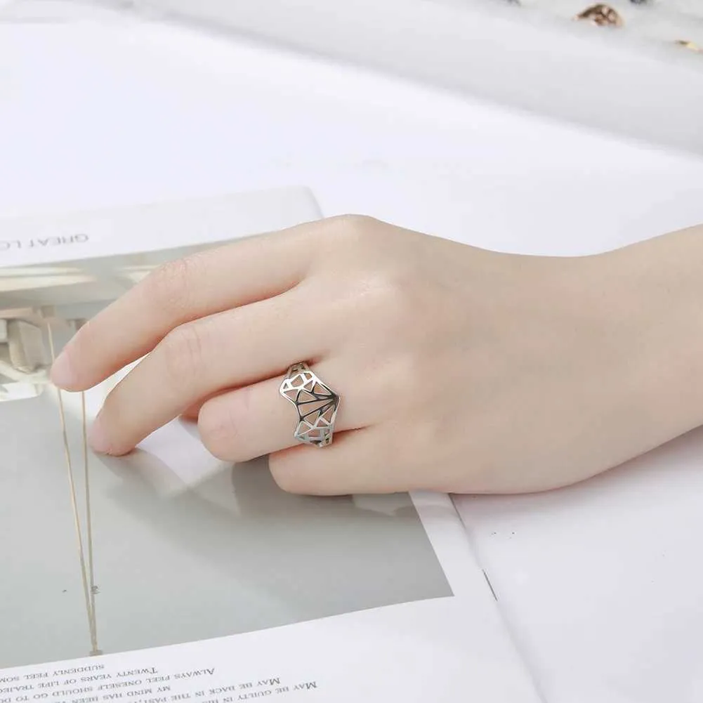 Bröllopsringar Skyrim Origami Fox Ring Rostfritt stål Casual Resizable Finger Rings smycken Bröllop Band Jubileumsgåva för kvinnor