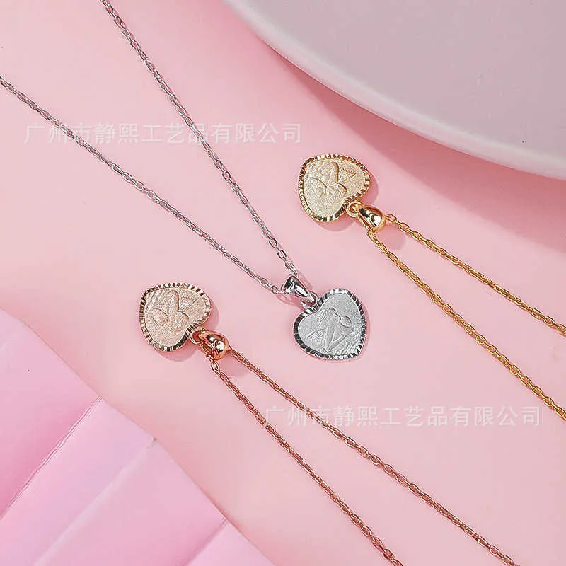 French small crowd Fried Dough Twists chain titanium steel heart-shaped necklace womens stainless steel love pendant necklace