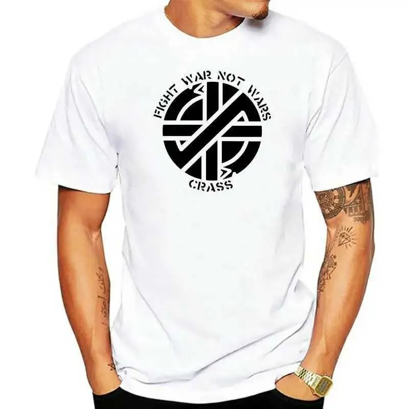 Herrst-shirts Crass Band Punk Rock Mens White T-shirt Size S till 3XL J240506