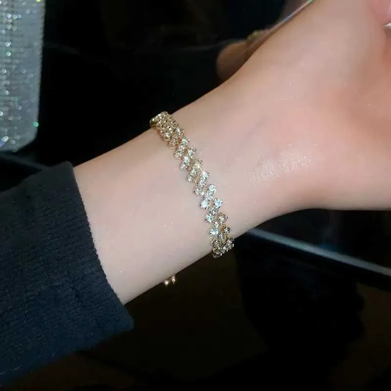 Adjustable Rhinestone Bangle Bracelet With Zircon For Women_voghion.com