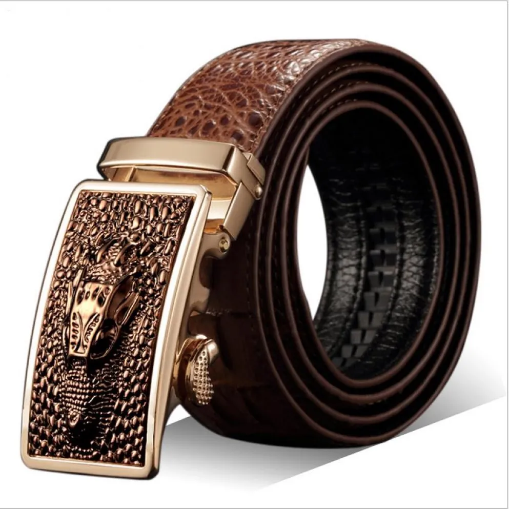 Nytt mode Nytt automatiskt bälte Buckle Belt J Säljer herrläderkrokodil Male Belt Size 110-125mm 211H