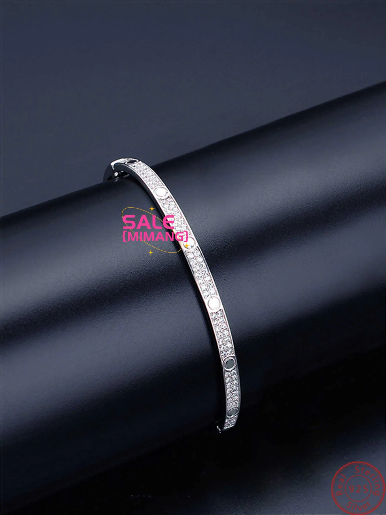 Bracciale in argento sterling alla moda di Designer Cartre Bangle con design di minoranza femminile S925 Full Diamond Love Sky Star Tpka