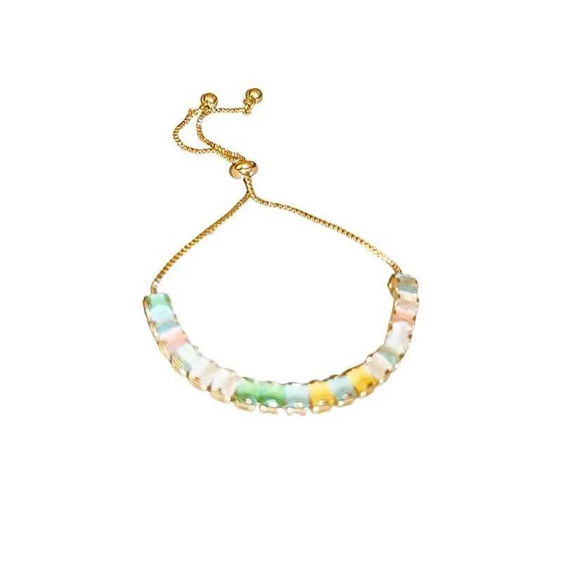 Adjustable Coloured Zircon Bangle Bracelet For Women Korean Style_voghion.com